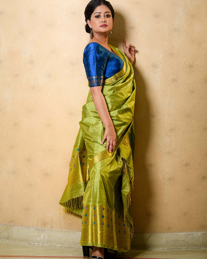 Gauri Green Paat Silk Mekhela Sador